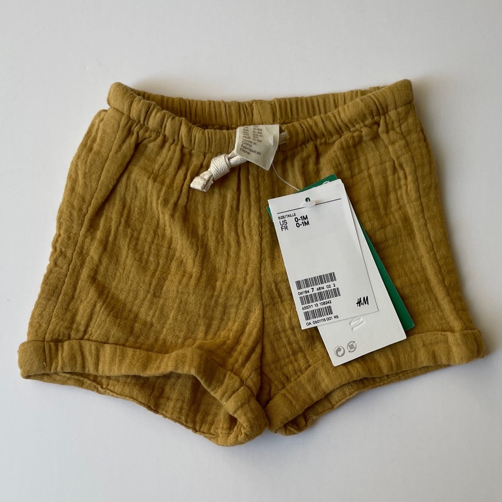 H&M Ochre Drawstring Shorts (size 0-1M)